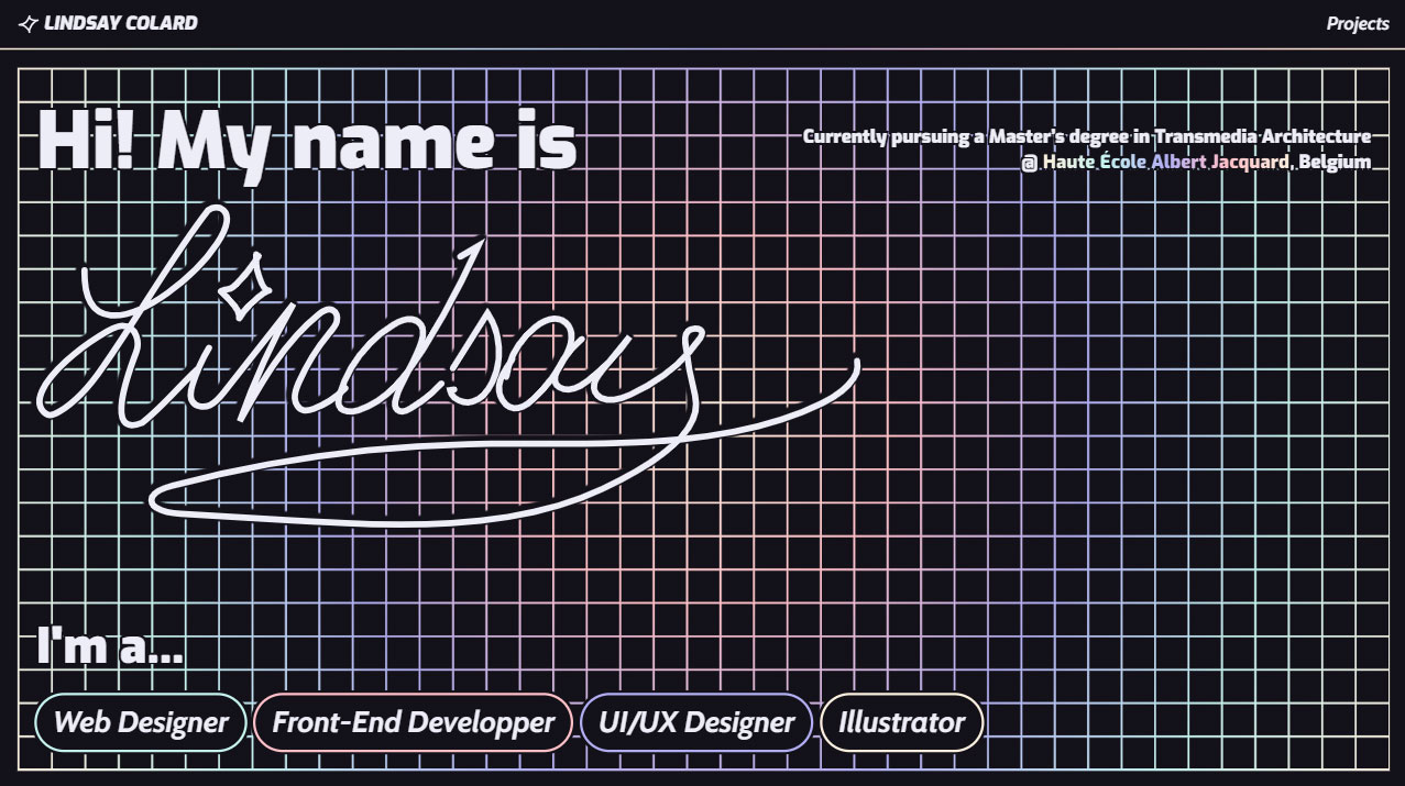 Screenshot of the portfolio website